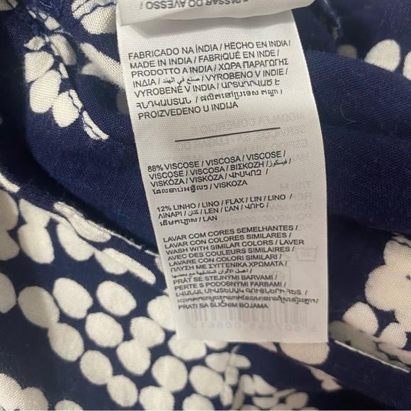 Mo Woman Abstract Print Casual Dress M Navy Blue White V-Neck Short Sleeves - Picture 11 of 14